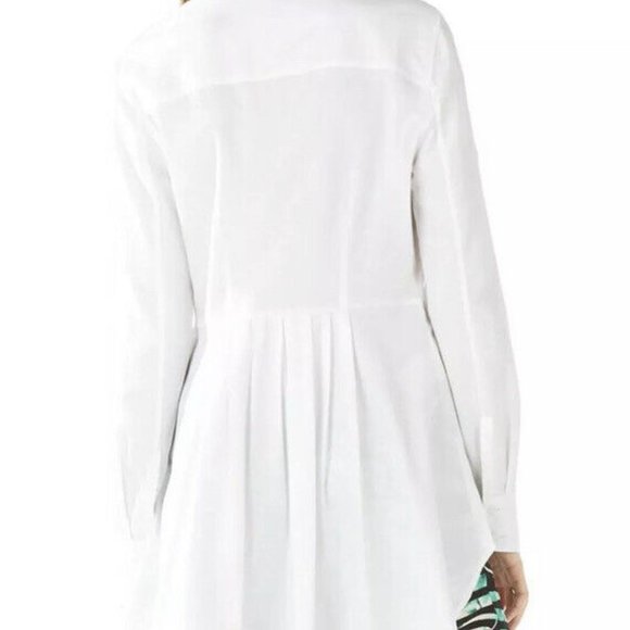 BCBGMaxAzria White Peplum back Dress Shirt s:L - Picture 1 of 9